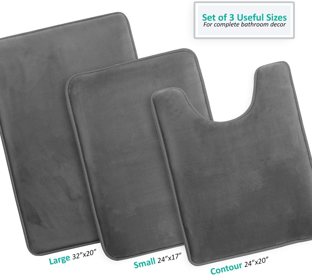 Clara Clark Rutschfester Rückstellschaum Set of 3 - Small/Large/Contour grau 3 Piece - 20 x 32 / 17
