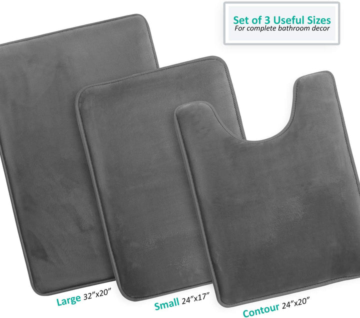 Clara Clark Rutschfester Rückstellschaum Set of 3 - Small/Large/Contour grau 3 Piece - 20 x 32 / 17