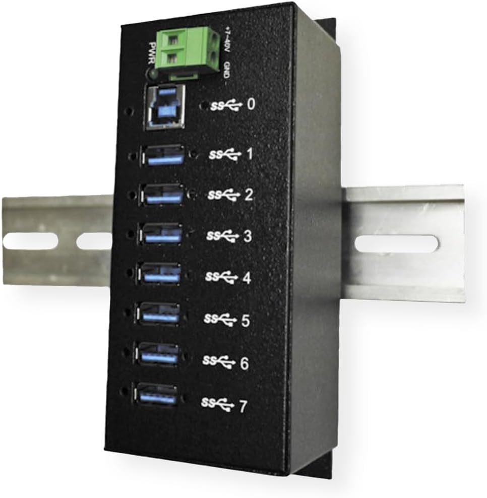 EXSYS EX-1187HMVS 4 Port USB 3.0 HUB Din-Rail-Kit 15KV ESD Surge Protection schwarz