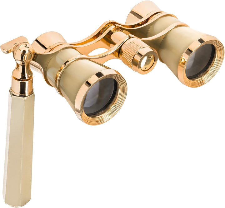 Levenhuk Broadway 325E Opernglas (Goldfarbiges Theaterfernglas mit Ausziehbarem Griff) GOLD, mit Gri