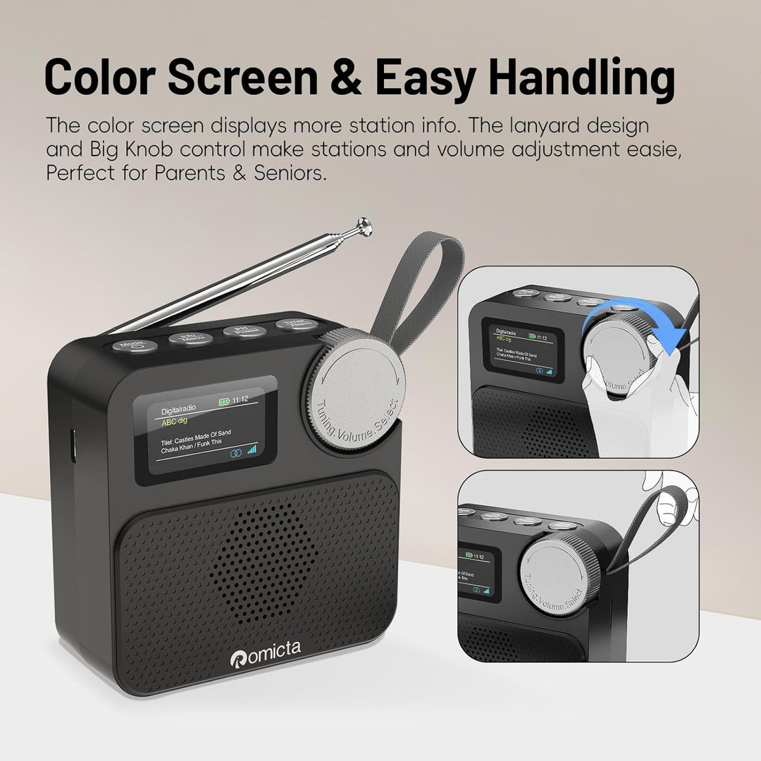 DAB/DAB+ Radio mit Bluetooth 5.0, tragbares Digitalradio mit UKW, Farbdisplay, MicroSD-Karten-Slot,