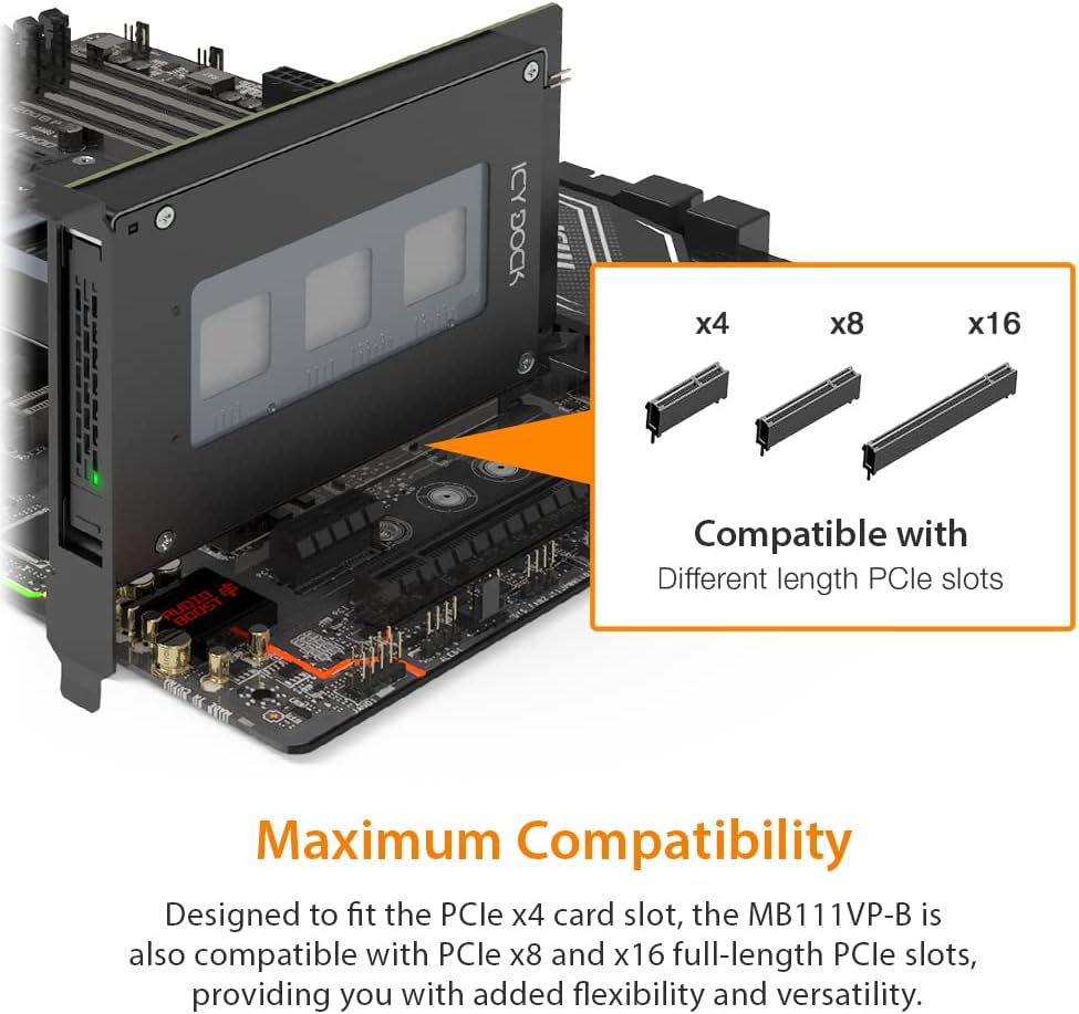 ICY DOCK ToughArmor MB111VP-B - Wechselrahmen-Adapterkarte für 1x U.2/U.3 NVMe SSD in einem PCIe 4.0
