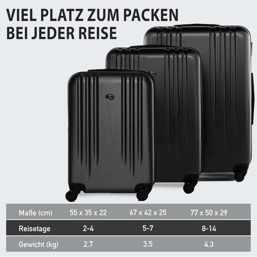 FERGÉ Kofferset Hartschale 3-teilig Marseille Trolley-Set - Handgepäck 55 cm, L und XL 3er Set Harts