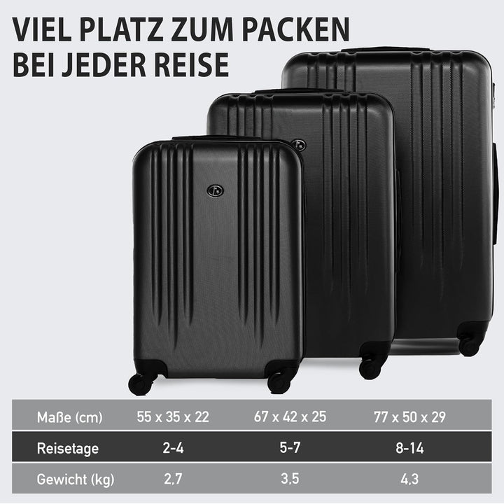 FERGÉ Kofferset Hartschale 3-teilig Marseille Trolley-Set - Handgepäck 55 cm, L und XL 3er Set Harts