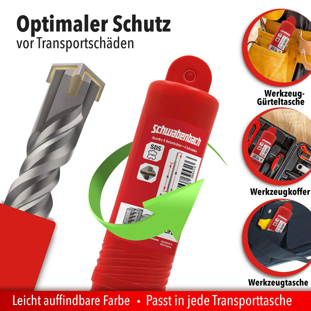 SCHWABENBACH ® SDS Max Bohrer 20mm x 680 x 800 Betonbohrer - Präzises & schnelles Bohren in Beton -