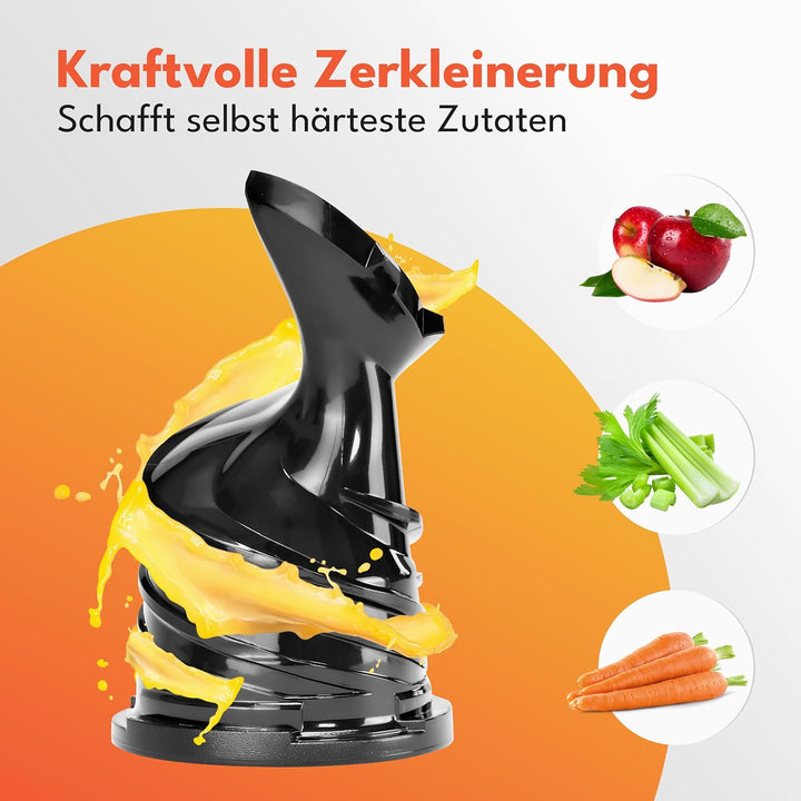 LEBENLANG Entsafter Slow Juicer - Inkl. Rezeptbuch & Grosse 130mm Öffnung I Perfekt für Obst ganze F