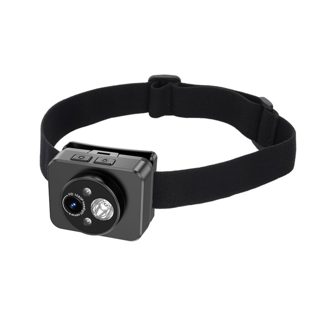Am Kopf montierte Kamera 1080P - Verstellbare Stirnkamera mit LED Scheinwerfer, 45° Beleuchtungswink