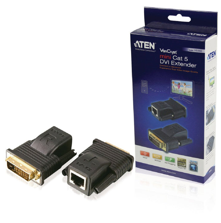 Aten VE066-AT DVI Extender (Verlaengerung) ueber Netzwerkkabel RJ45 20m Schwarz