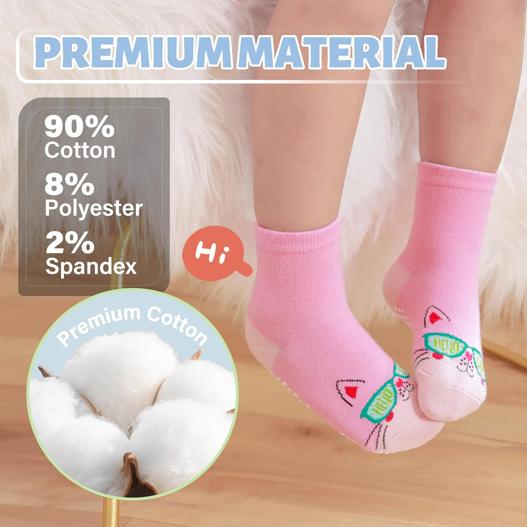 ANTSANG 12 Paare Stoppersocken Kinder Baby Mädchen Socken Anti Rutsch / Rutschfeste Socken Baumwolle