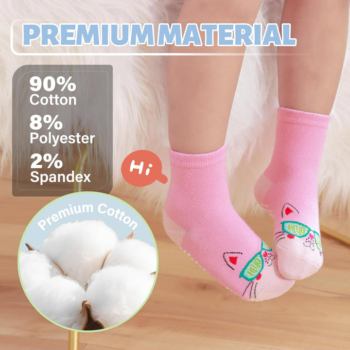 ANTSANG 12 Paare Stoppersocken Kinder Baby Mädchen Socken Anti Rutsch / Rutschfeste Socken Baumwolle