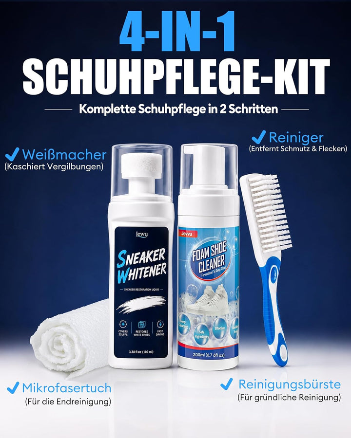 Jevvu Sneaker Reiniger Schuhputzset mit Schuhcreme Weiss gegen Schmutz