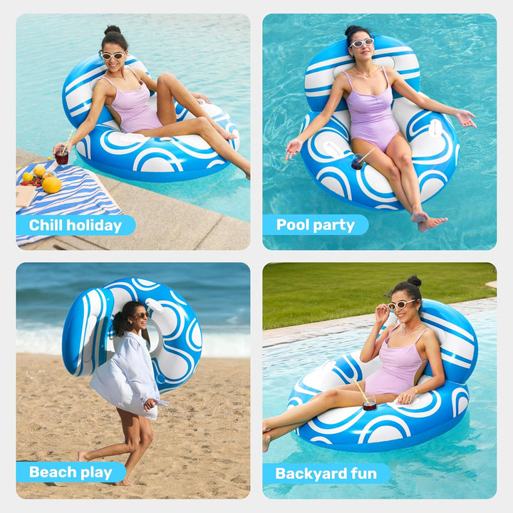 Sloosh aufblasbare Pool Float mit grosser Rückenlehne, Riesige Wasser Pool Luftmatratze Pool Schwimm
