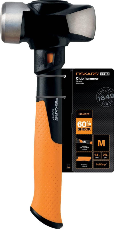 Fiskars Fäustel IsoCore M für den Einsatz bei Präzisionsabbrucharbeiten, Länge: 29 cm, Gewicht: 1,64