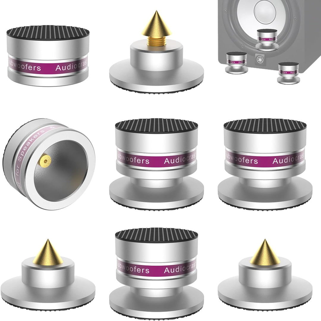 Tertullus 4 Stück Höhenverstellbar Subwoofer Spikes Lautsprecher Spikes Absorbs Sets Mit Untersetzer