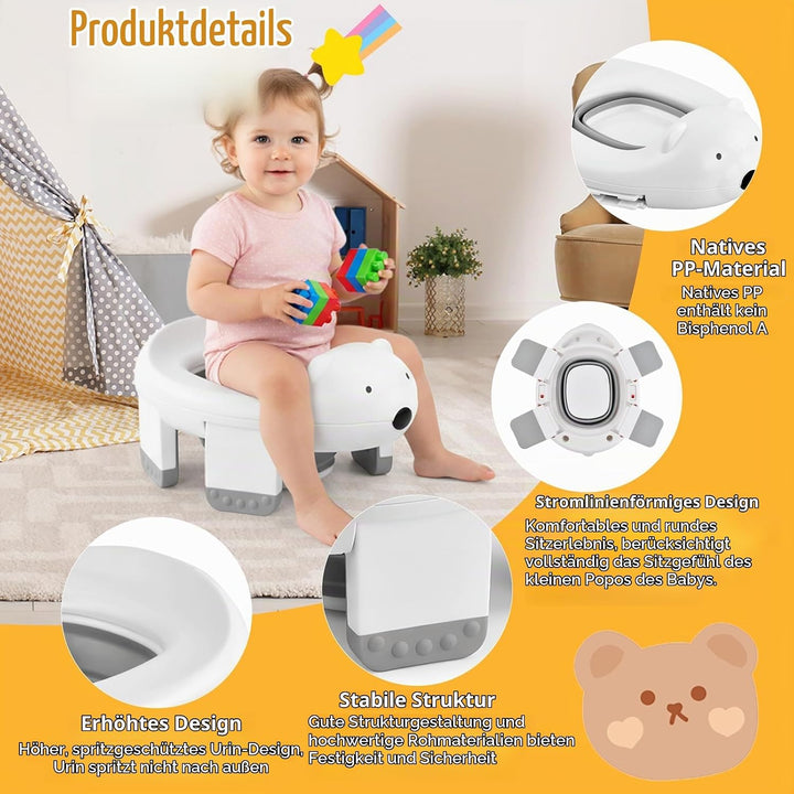 Kinder-Töpfchen, 2-IN-1 Kindertoilette mit 3 Rollen Müllsäcke, Tragbares Reisetöpfchen für Kleinkind