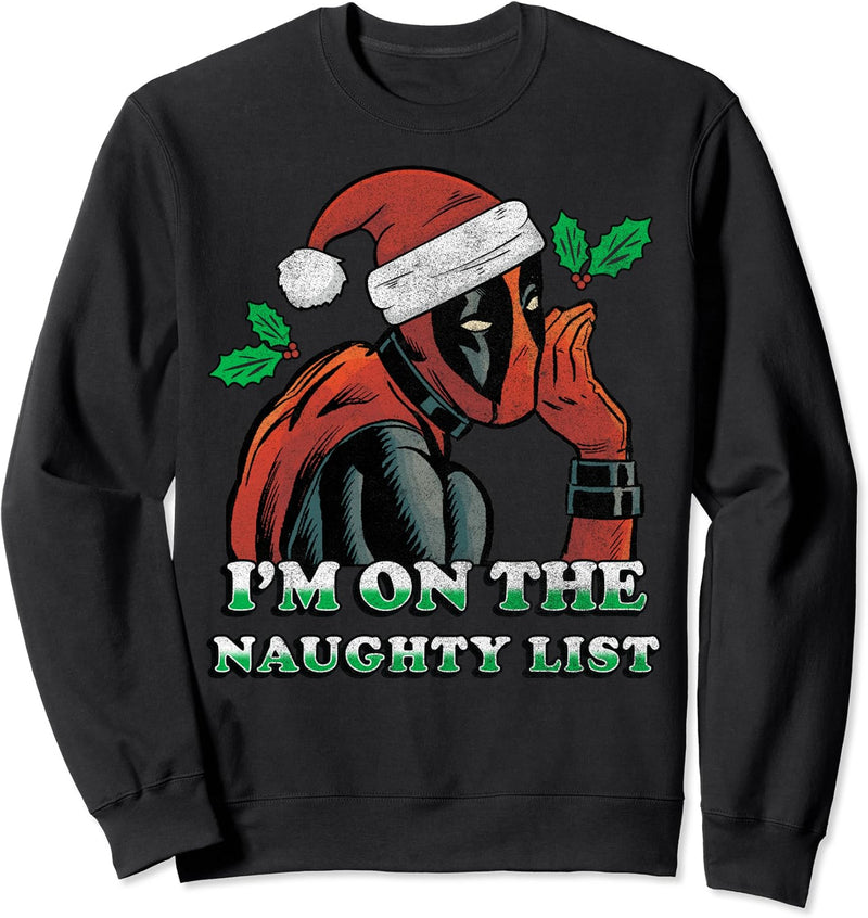 Marvel Deadpool Santa Secret Naughty List Weihnachten Sweatshirt