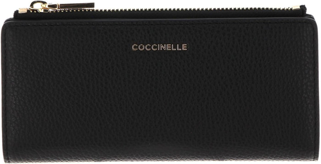 Coccinelle Metallic Soft Wallet Grained Leather Noir