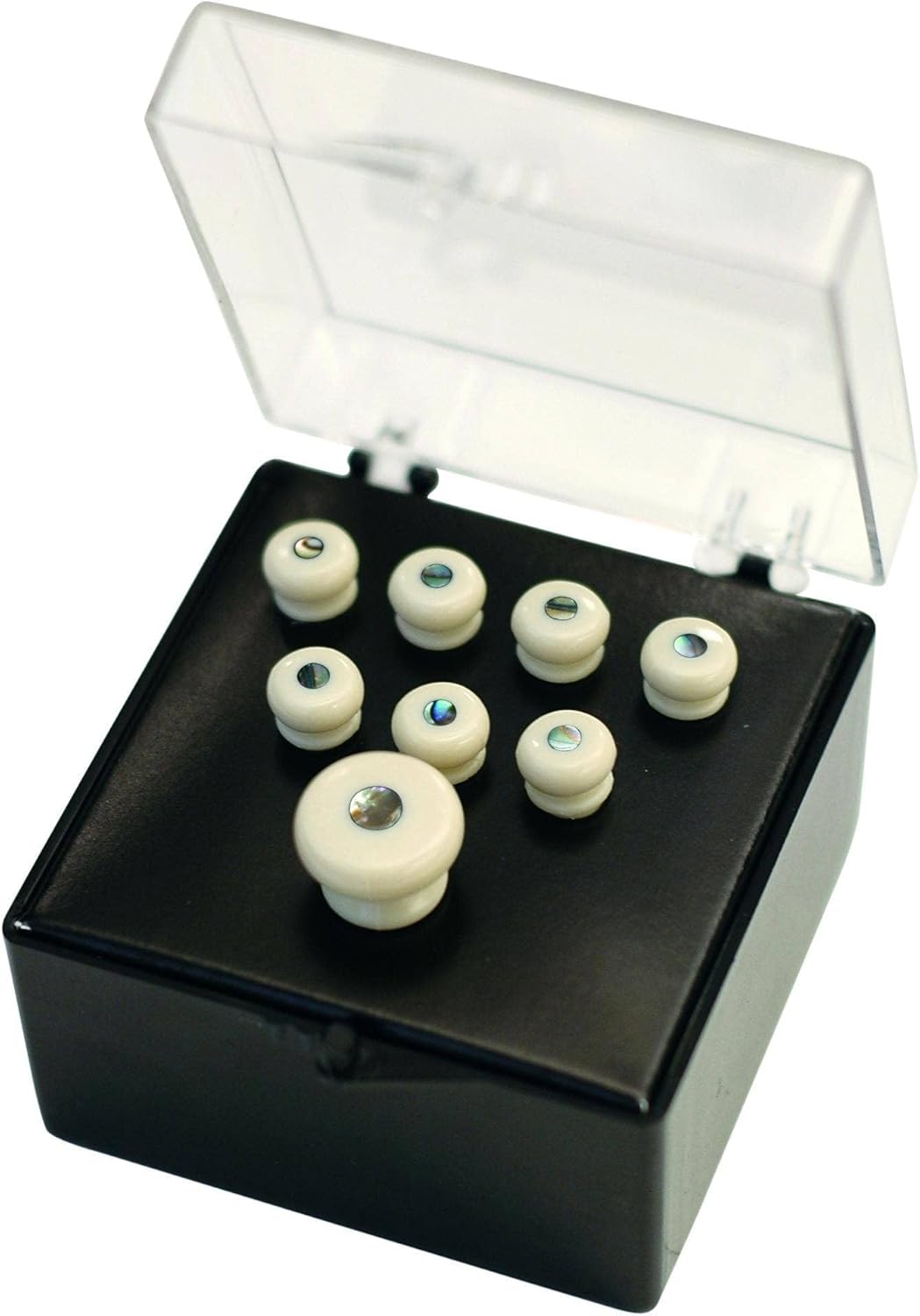 Martin Stegstift (7 Stück) / Endknopf (1 Stück) White With Pearl Inlay, White With Pearl Inlay