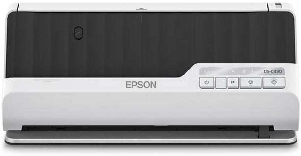 Epson Premium Scanner DS-C490, kompakter A4 Business Scanner mit geringem Stromverbrauch, Duplex-Ein
