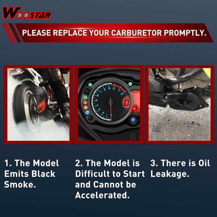 WOOSTAR 15mm Vergaser Ersatz für 47ccm 49ccm 2 Stroke Mini Pocketbike Quad Chopper Roller Motor PZ15