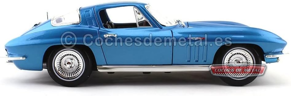 Maisto Chevrolet Corvette 1965, Modellauto mit Federung, Massstab 1:18, Türen und Motorhaube bewegli