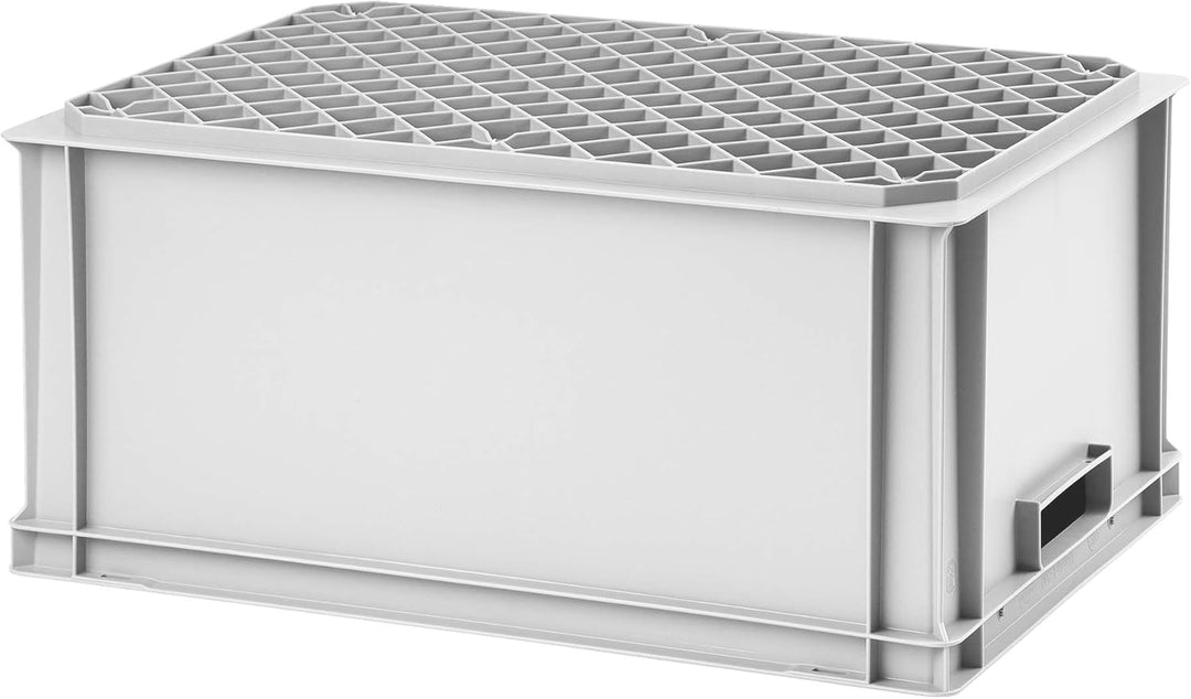 1a-TopStore Euro-Stapelbox EB-632, 600x400x320 mm (LxBxH), verstärkter Rippenboden, grau ähnl. RAL70