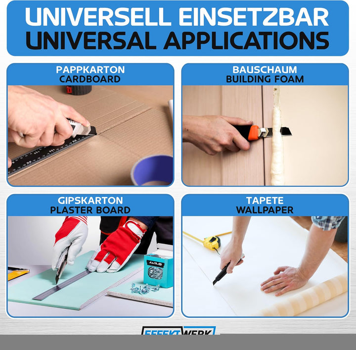 Effektwerk Cuttermesser-Klingen (Schwarz, 120er-Pack), 18-mm-Ersatzklingen für Allzweckmesser, robus