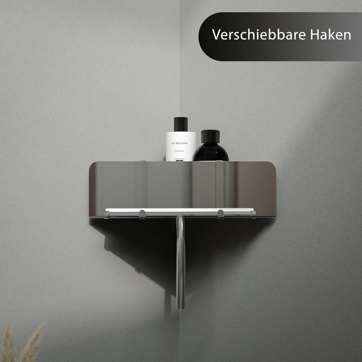 Duschablage ohne Bohren Ecke | Edelstahl Eckregal Dusche | Duschregal Ecke mit Ablaufrillen | Eck-Du