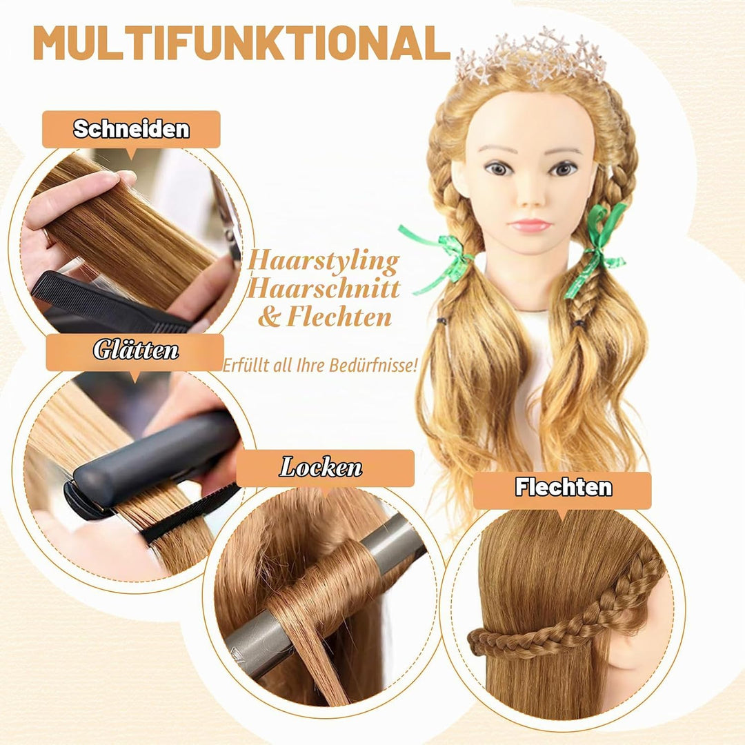 Schaufensterpuppe Kopf 26Inch Weiblich 80% Echthaar Friseur Kosmetologie Schaufensterpuppe Schaufens