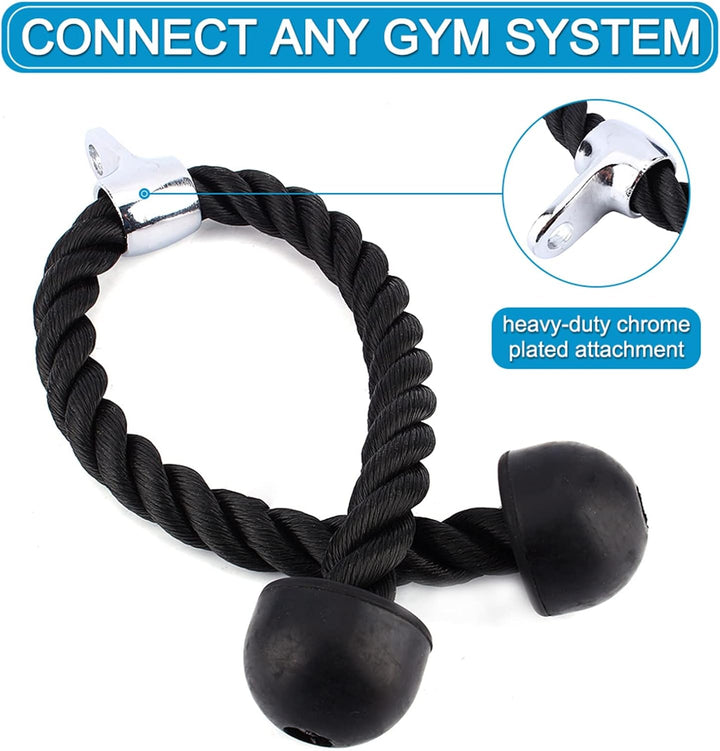 Trizepsseil, Kabelzug, Trizeps Bizeps Seil Cable, Fitness Kabelzuggriff, Fitnessstudio Oder Zu Hause