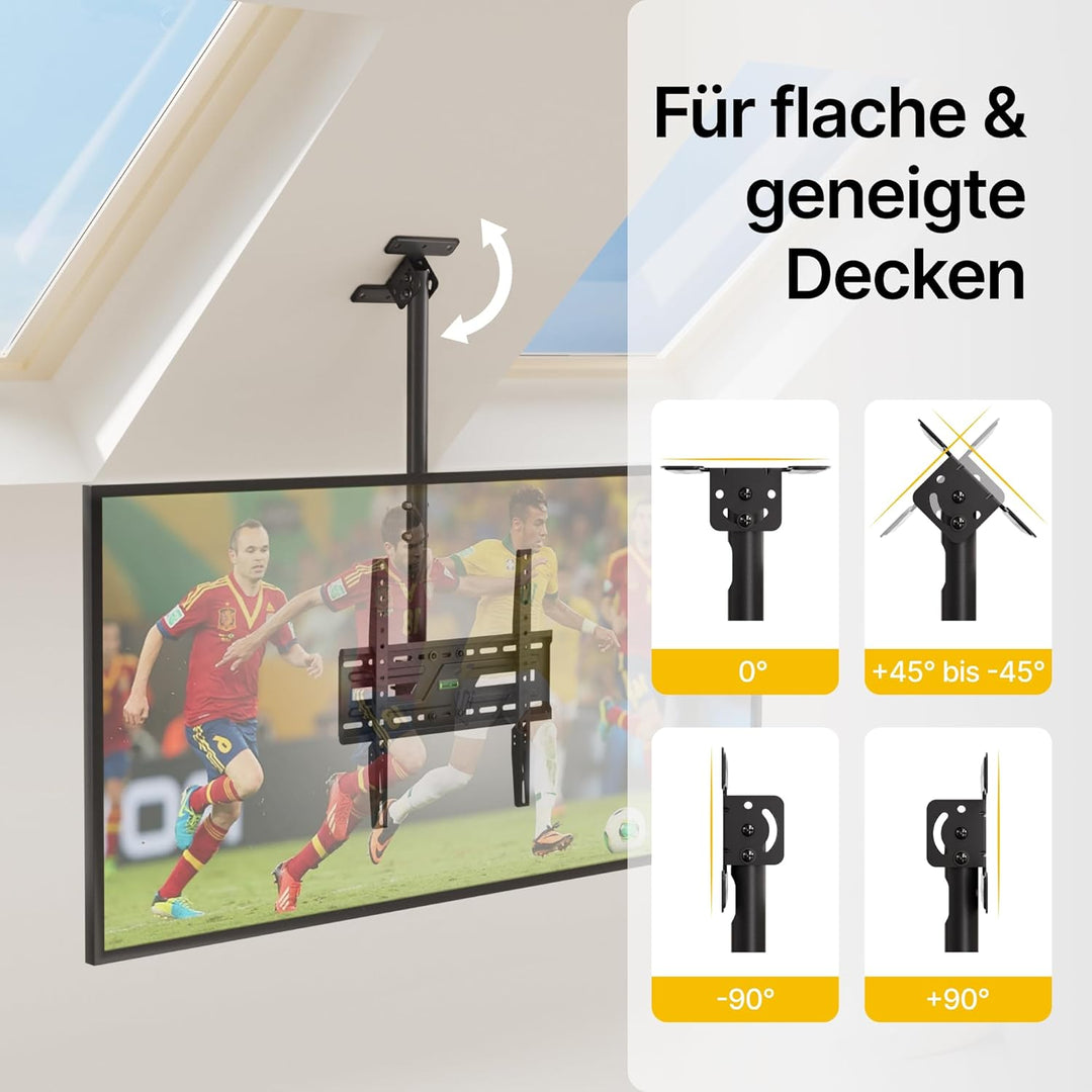 monTEK TV Deckenhalterung Neigbar und Schwenkbar für die meisten 37-75 Zoll Fernseher, Fernsehhalter
