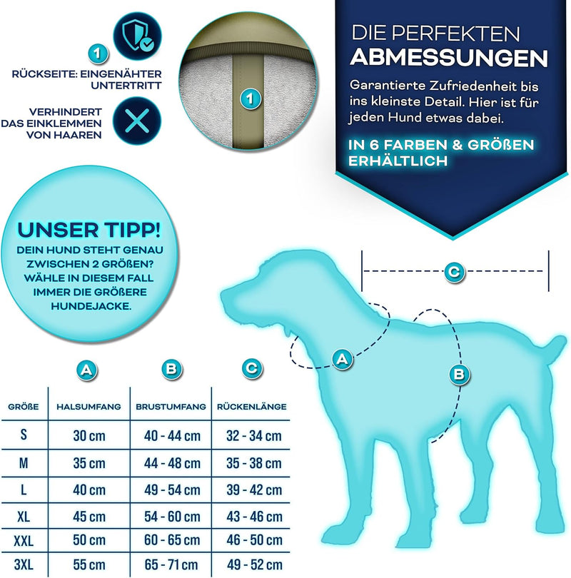 TRESKO® Hundejacke Winter mit Reflektoren inkl. 15 Stück Kotbeutel + Spender | Hunderegenmantel wass