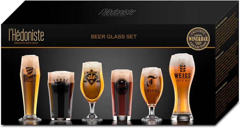 balvi Bierglas-Set L‘Hédoniste Farbe transparent Set bestehend aus 6 Biergläsern unterschiedlicher H