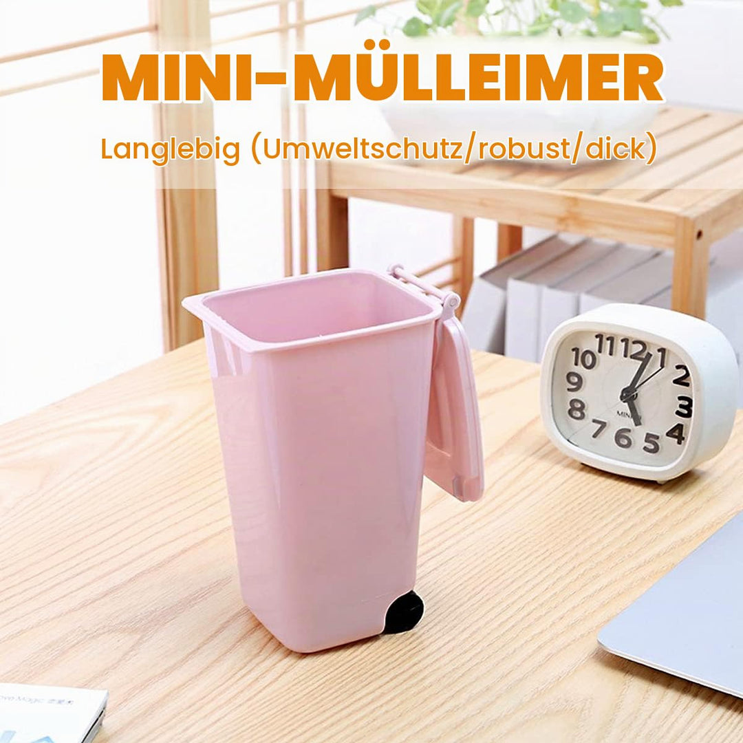 4 Stück Tischmülleimer mit Deckel, Mini Mülleimer, Mini Plastik Tisch Mülltonne, Bad Kosmetikeimer T