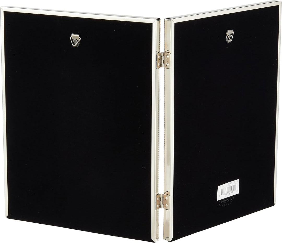 Lawrence Frames Doppel-Bilderrahmen, 20,3 x 25,4 cm, mit Scharnier und Perlenbordüre Silber 8x10 Dou