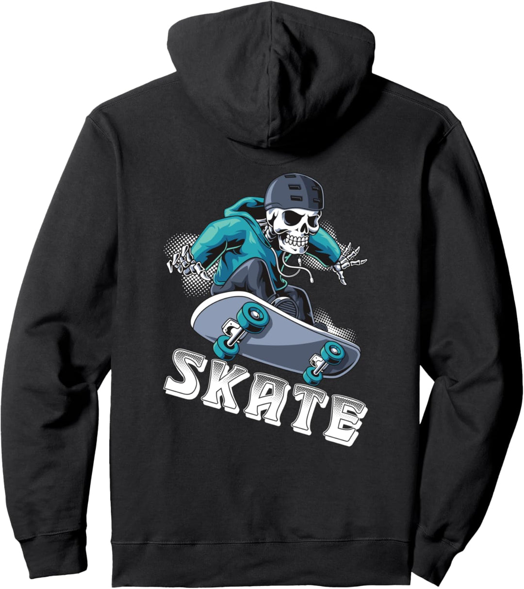 Skate Cooles Skater Design Skateboard Skating Skelett Pullover Hoodie