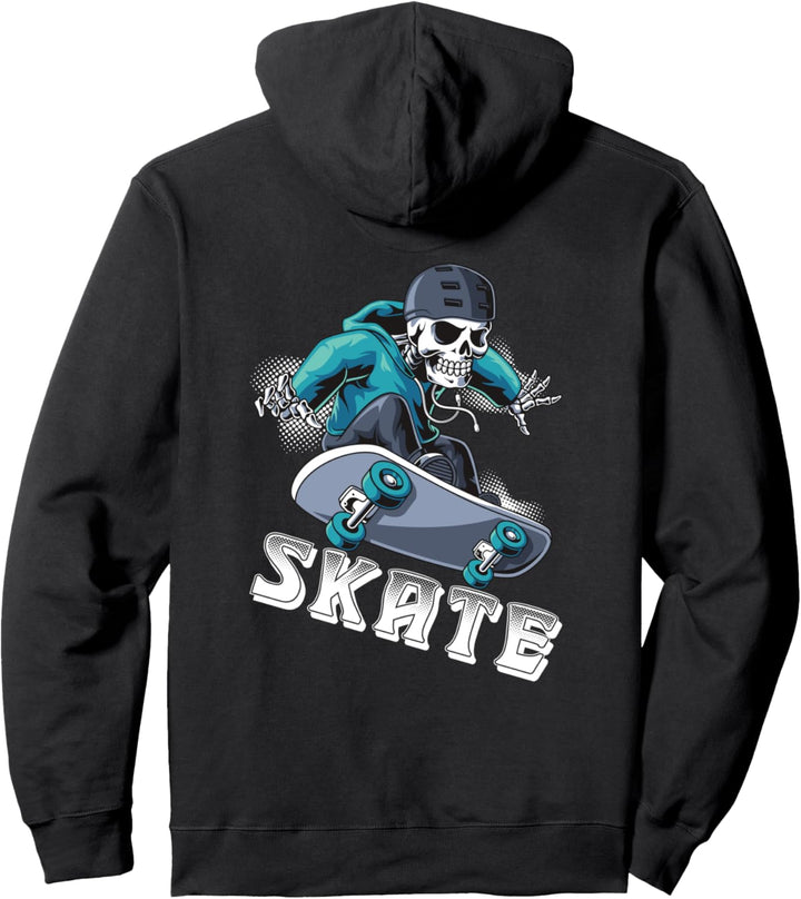 Skate Cooles Skater Design Skateboard Skating Skelett Pullover Hoodie