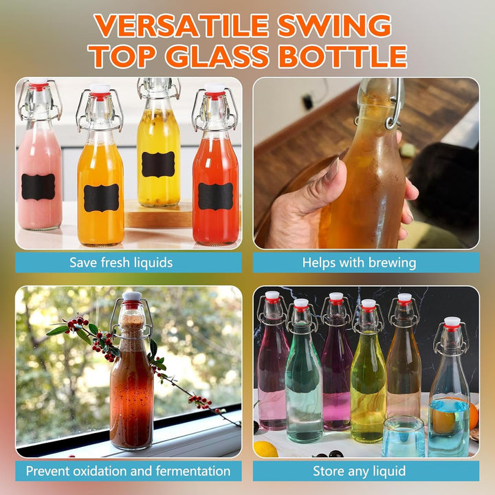 Glasflaschen 250ml mit Bügelverschluss, 10 Stück Glasflaschen zum Befüllen, Kleine Flaschen Zum Befü