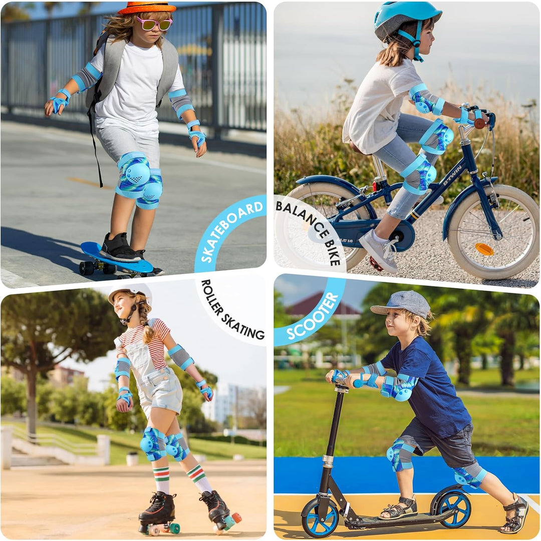BOSONER Knieschoner Kinder Schoner Inliner Protektoren 6er Set Schützer Inliner Inline Skates Knie U