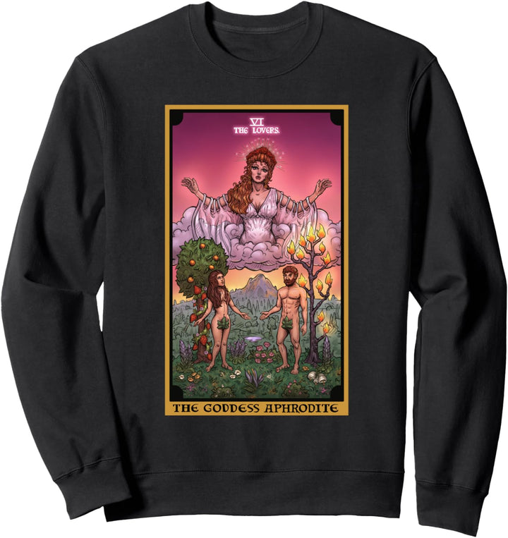 Tarotkarte mit der Göttin Aphrodite The Lovers Heidnische Hexe Liebe Sweatshirt