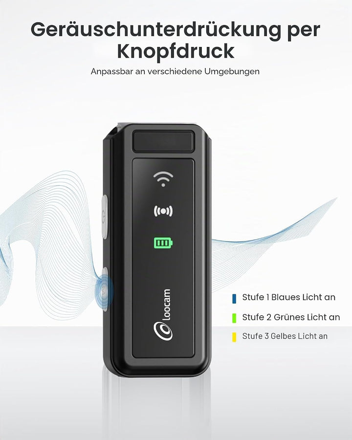 Loocam Wireless Lavalier-Mikrofon mit Ladekoffer, Rauschunterdrückung mit Einem klick, 48kHz, 131FT