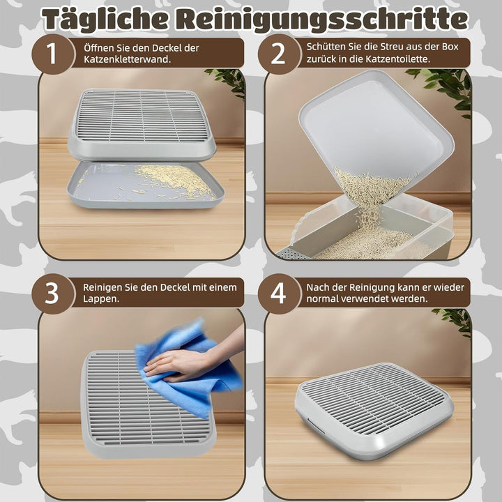 Katzenrampe für Katzentoilette, Katzen-Trittleiter mit Filterfunktion, doppellagige, waschbare und l
