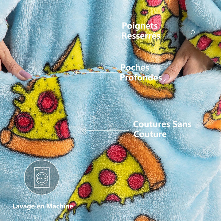 Ultra Weiche Hoodie Decke mit Ärmeln Warme Flanell Decke zum Anziehen für Zuhause Sofa und Bett, Kus