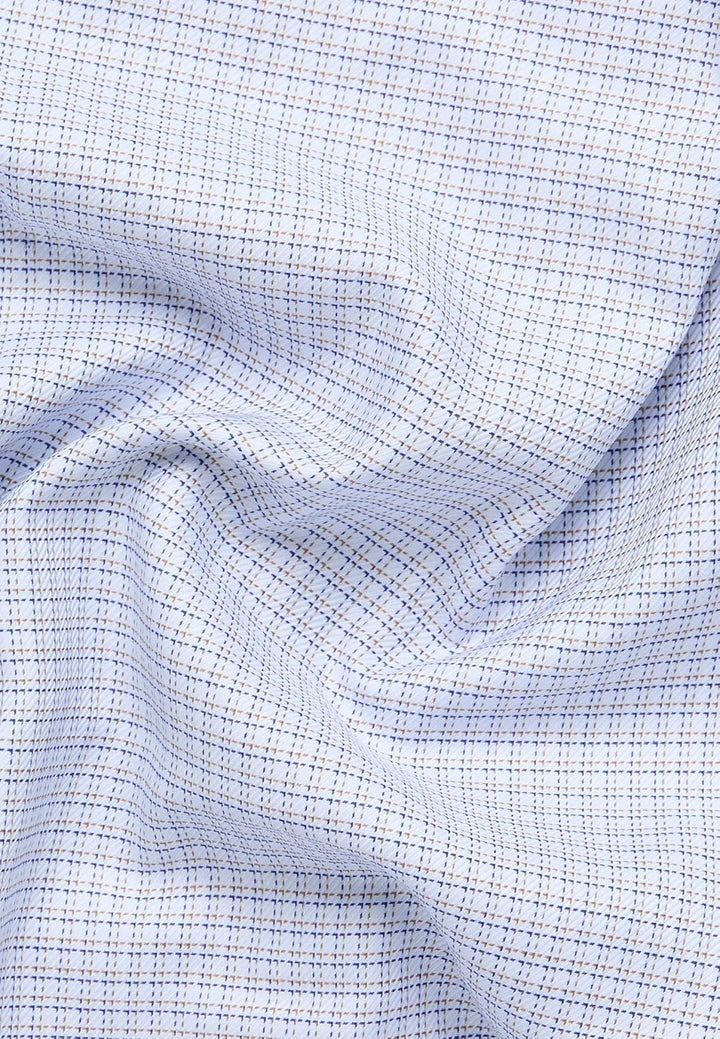 ETERNA, strukturiertes Modern Fit-Hemd mit Haifischkragen 43 Blau, 43 Blau
