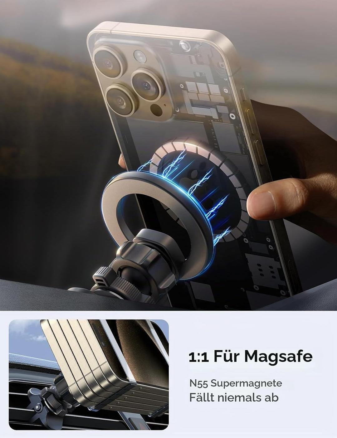 JOYROOM Handyhalterung Auto Magnet mit 20 x N55 Magneten, 2-in-1 Autohalterung mit MagSafe, Magnetis