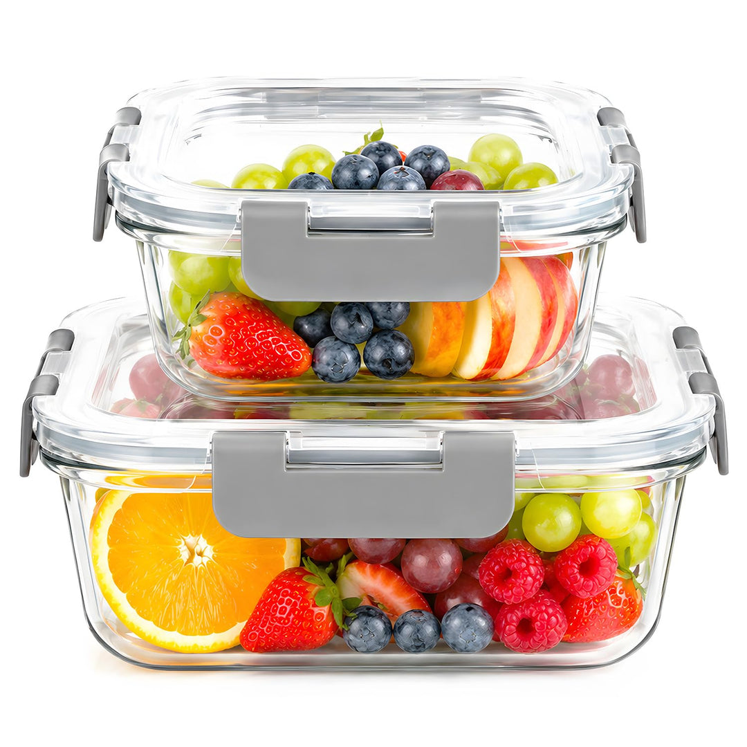 Glasbehälter mit Deckel, 2-teilig Meal Prep Boxen &amp; Frischhaltedosen aus Borosilikatglas, BPA-frei &amp;