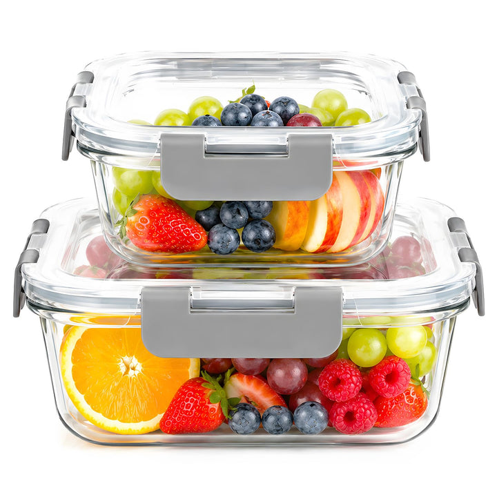Glasbehälter mit Deckel, 2-teilig Meal Prep Boxen &amp; Frischhaltedosen aus Borosilikatglas, BPA-frei &amp;