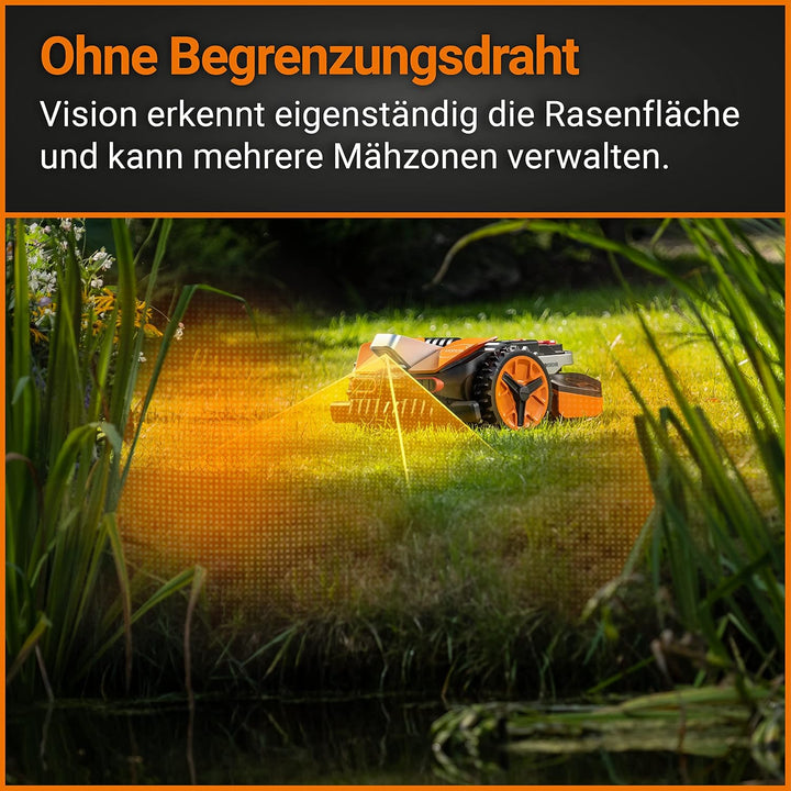 WORX Landroid Vision L1300 Mähroboter WR213E - für Gärten bis 1300qm - Mähroboter ohne Begrenzungska