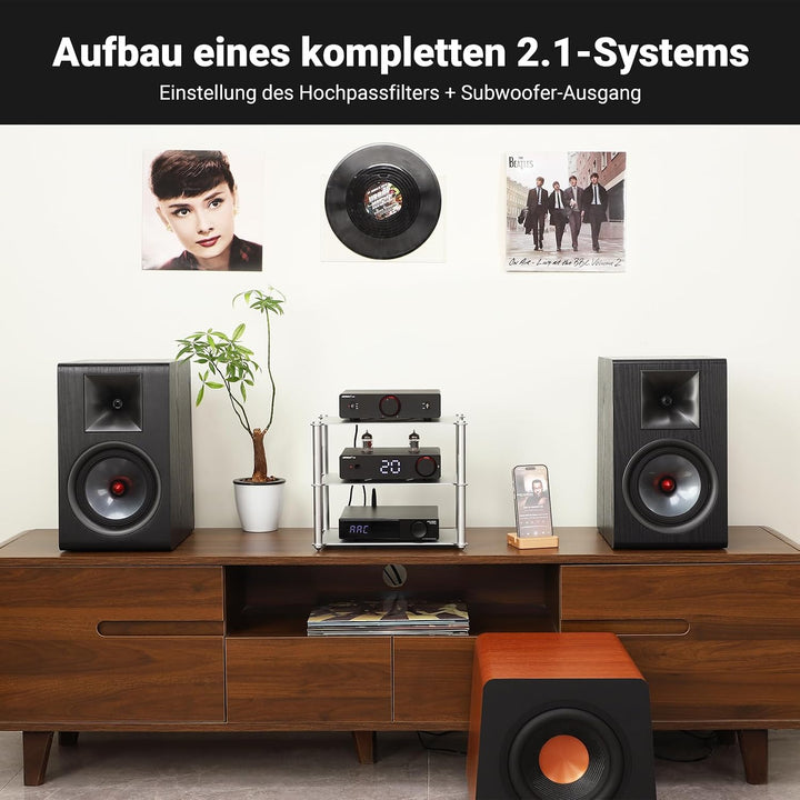 AIYIMA A20 Symmetrischer Stereoverstärker mit HPF-Einstellung Home HiFi 2.0/2.1 TPA3255 Desktop-Vers