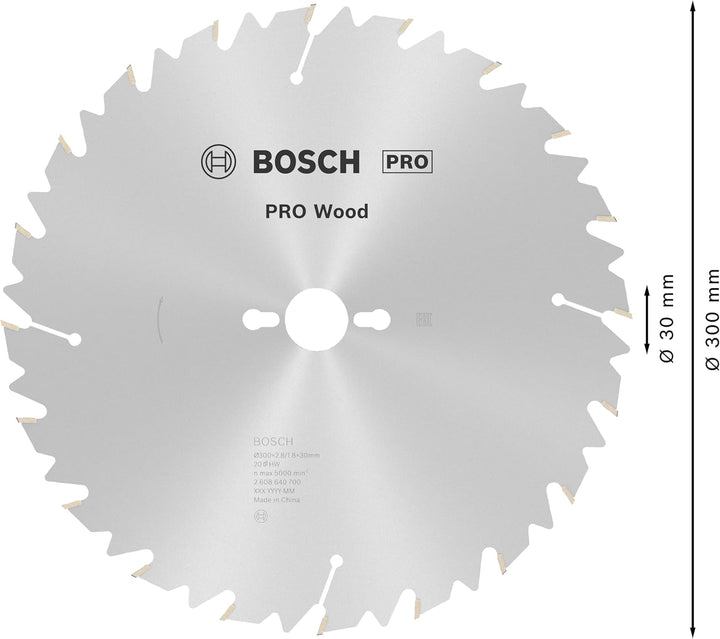 Bosch 1x PRO Wood Longlife Kreissägeblatt für Netz-Tischkreissägen (für Weichholz, Hartholz, Ø mm, P